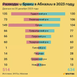 Браки и разводы в Абхазии в 2023 году