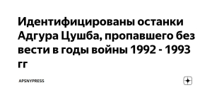Опознан пропавший без вести во время войны в Абхазии Цушба Адгур Эдуардович